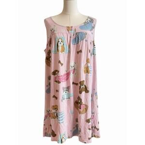 Nick & Nora Nightgown Womens Size XL Puppies In A Basket Dogs Cotton Summer